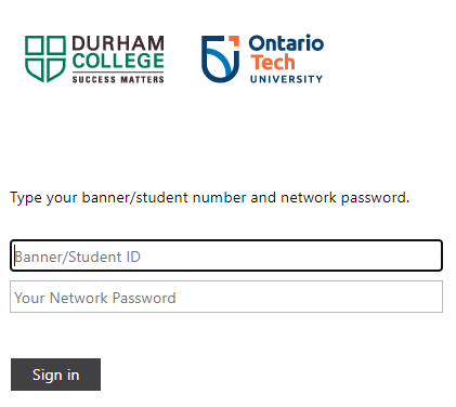 Enter Ontario Tech credentials screenshot